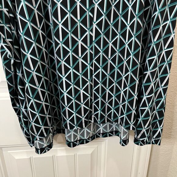 Catherines Teal Green Black Geometric Sleeveless Tank Top Blouse Womens Size 5X - Picture 8 of 9